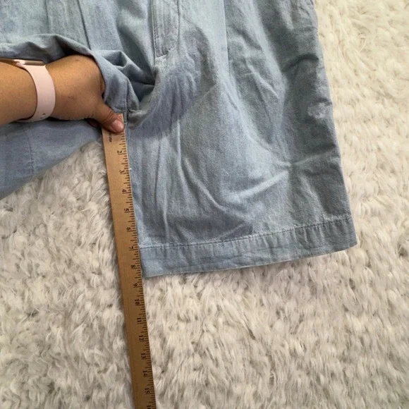 Gap Vintage 90s Pleated Chambray Shorts 9/10 Light Blue High Waisted Retro NOS - Picture 7 of 8